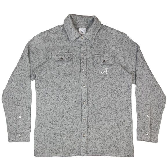 NCAA Alabama Crimson Tide Men's Long Sleeve Fleece Button-Up Shirt in Grey, M - Picture 1 of 4